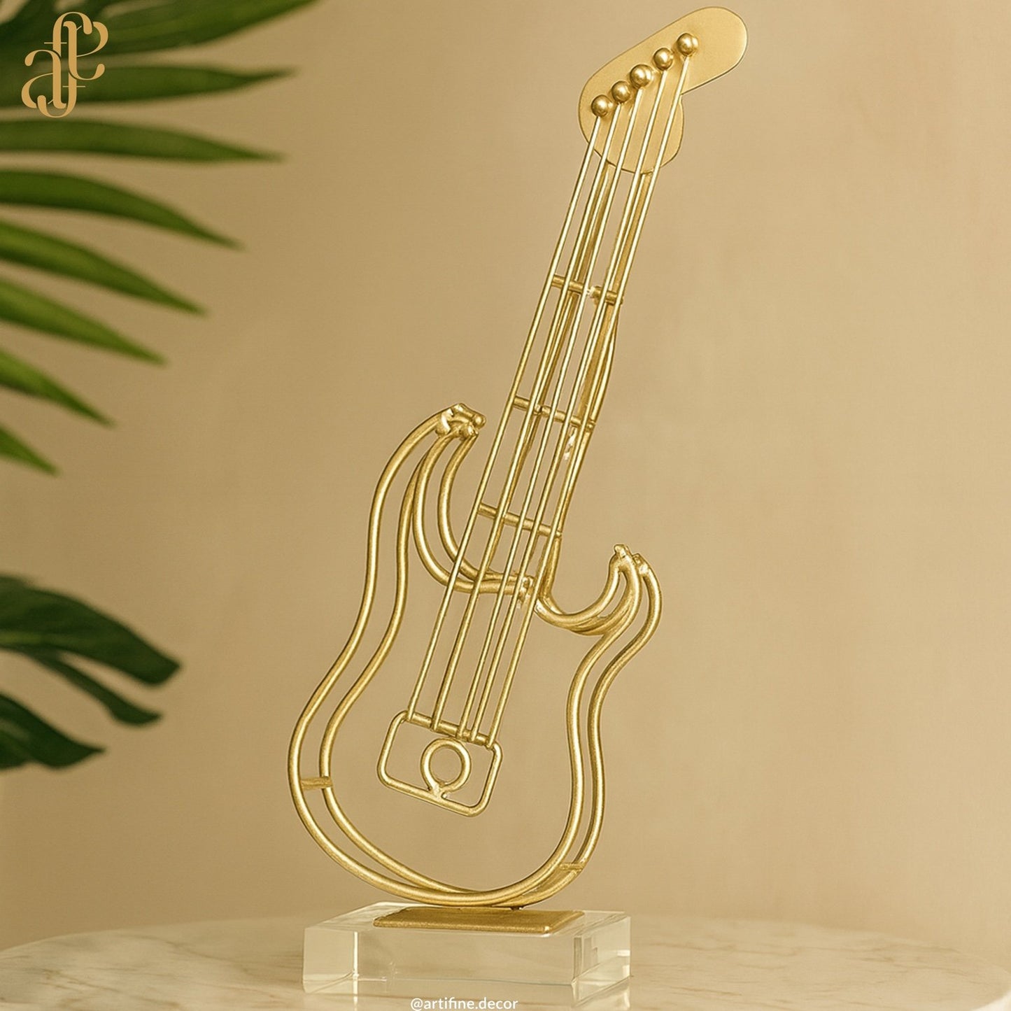 Golden Guitar Metal Sculpture