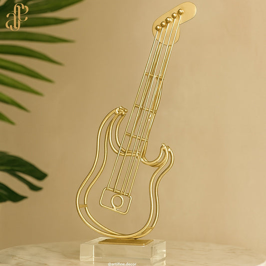 Golden Guitar Metal Sculpture