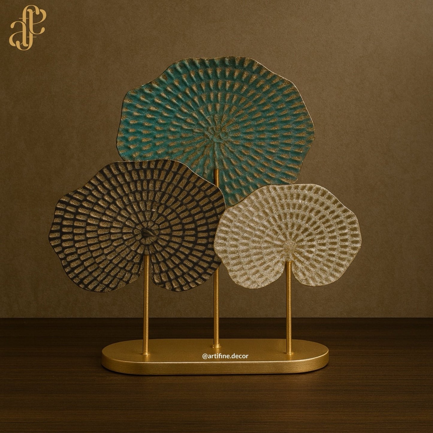 Golden Lotus Trio Sculpture