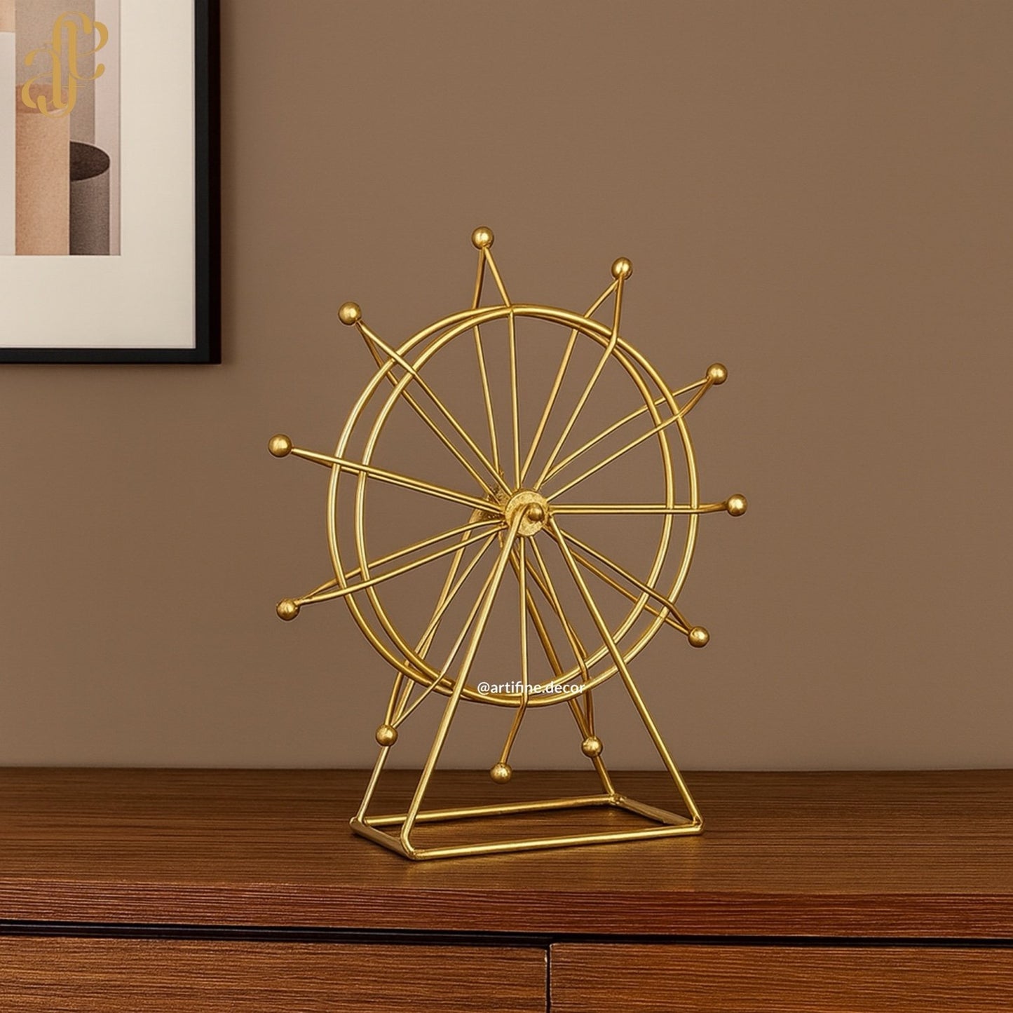 Golden Ferris Wheel Sculpture