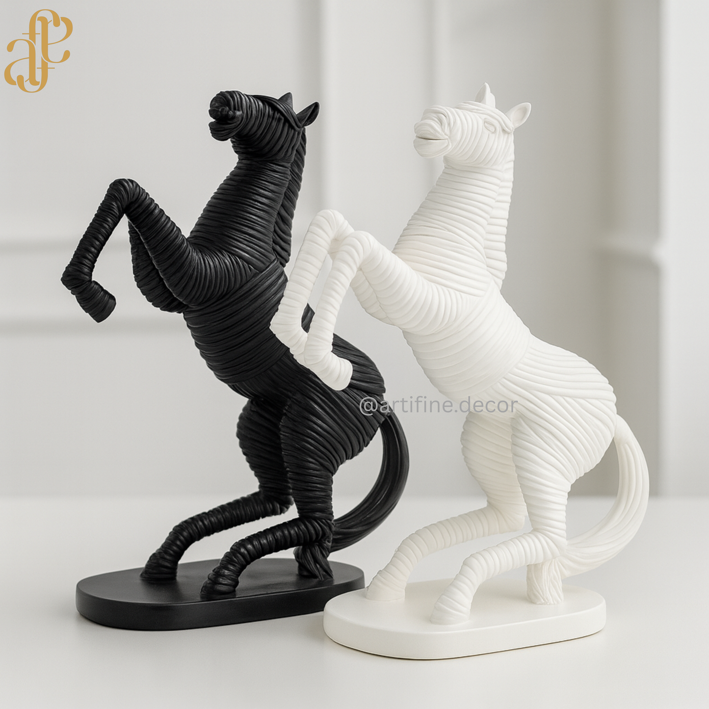 Majestic Horse Sculptures – Black & White