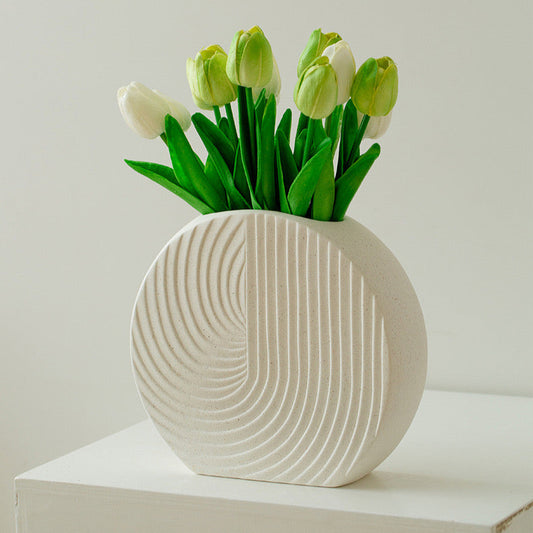 Luna Wave Ceramic Sculpture Vase – Modern Textured Decor