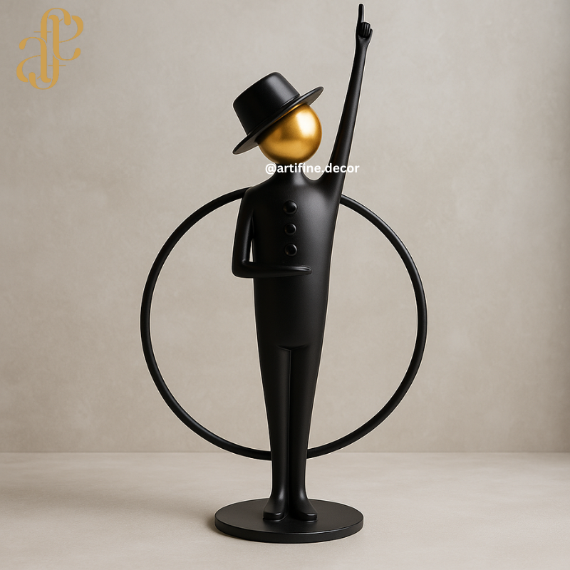 Luxury Black & Gold Metal Sculptures – Artistic Figurine Set
