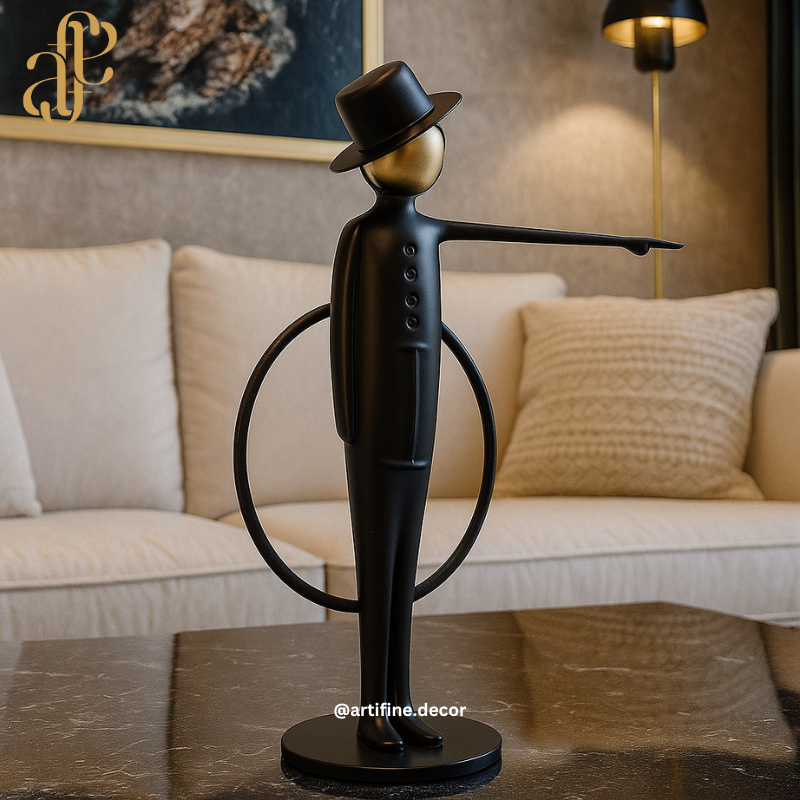 Luxury Black & Gold Metal Sculptures – Artistic Figurine Set