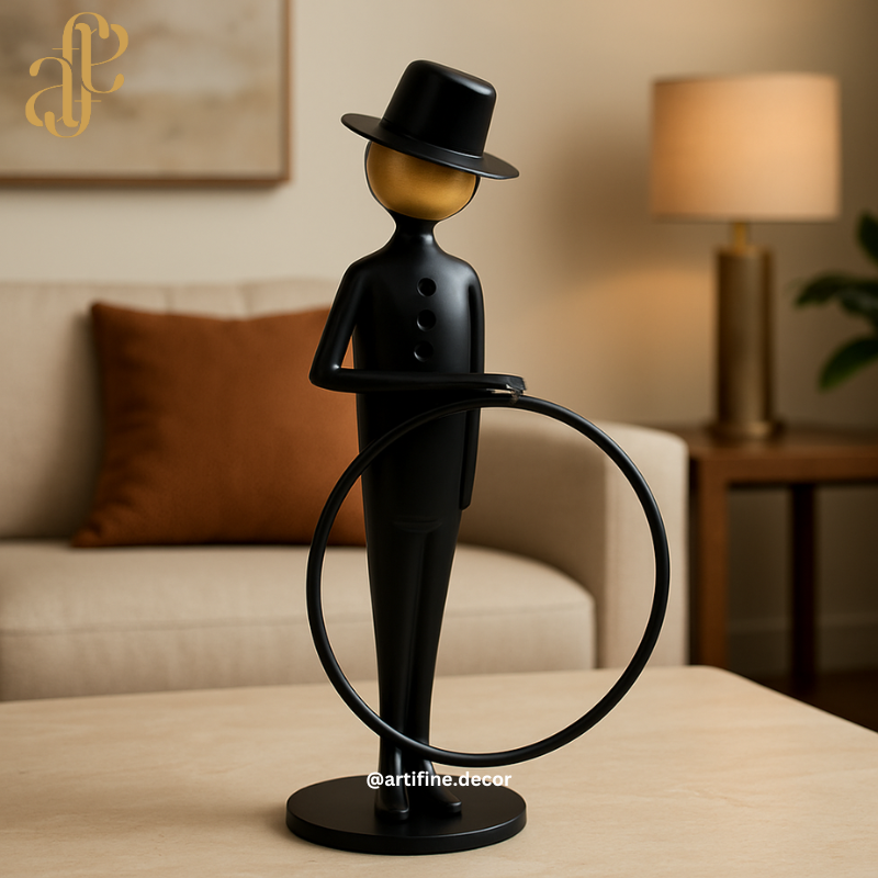 Luxury Black & Gold Metal Sculptures – Artistic Figurine Set