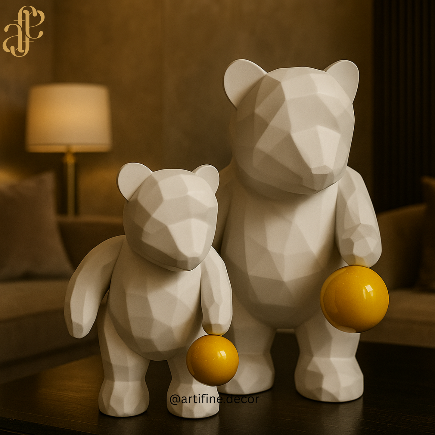 Modern Geometric Bear Sculpture Set – Color Ball Collection