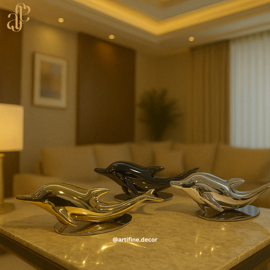 Luxury Dolphin Sculpture – Modern Metallic Decor