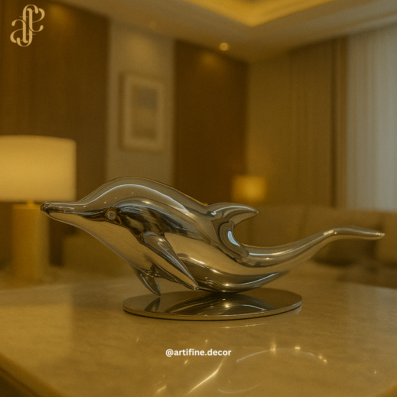 Luxury Dolphin Sculpture – Modern Metallic Decor