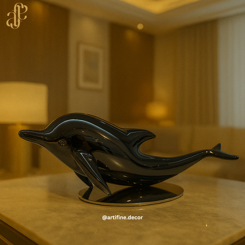 Luxury Dolphin Sculpture – Modern Metallic Decor