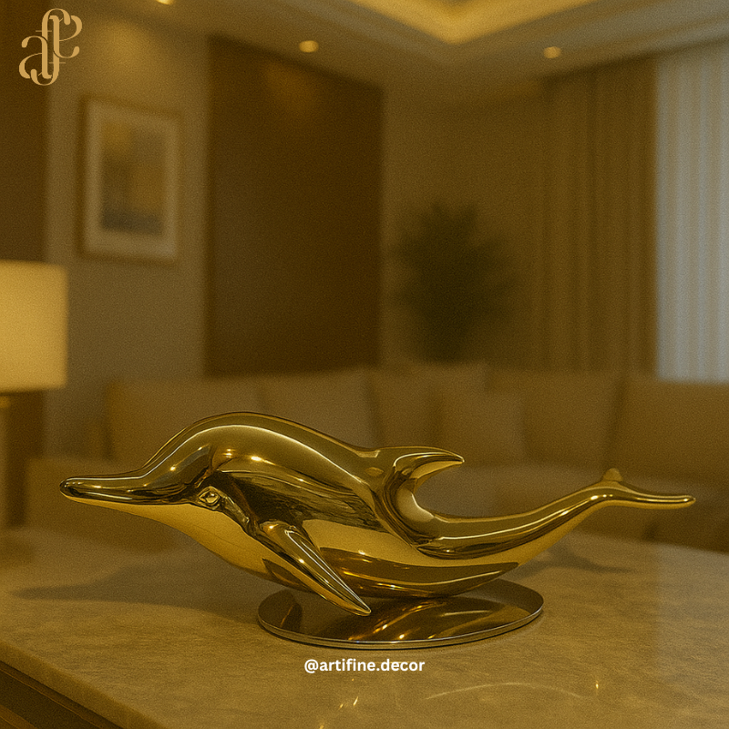 Luxury Dolphin Sculpture – Modern Metallic Decor