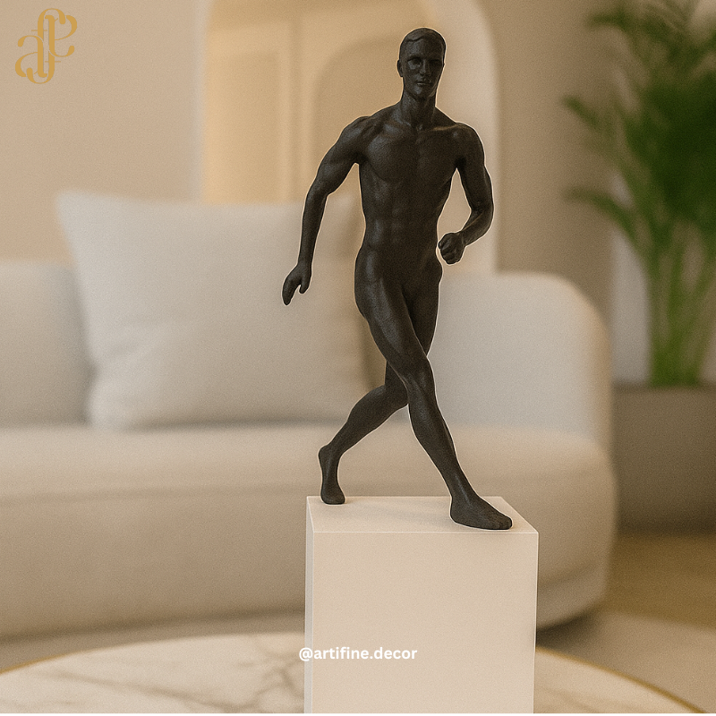 Black Abstract Male Figurines – Motion & Balance Sculptures