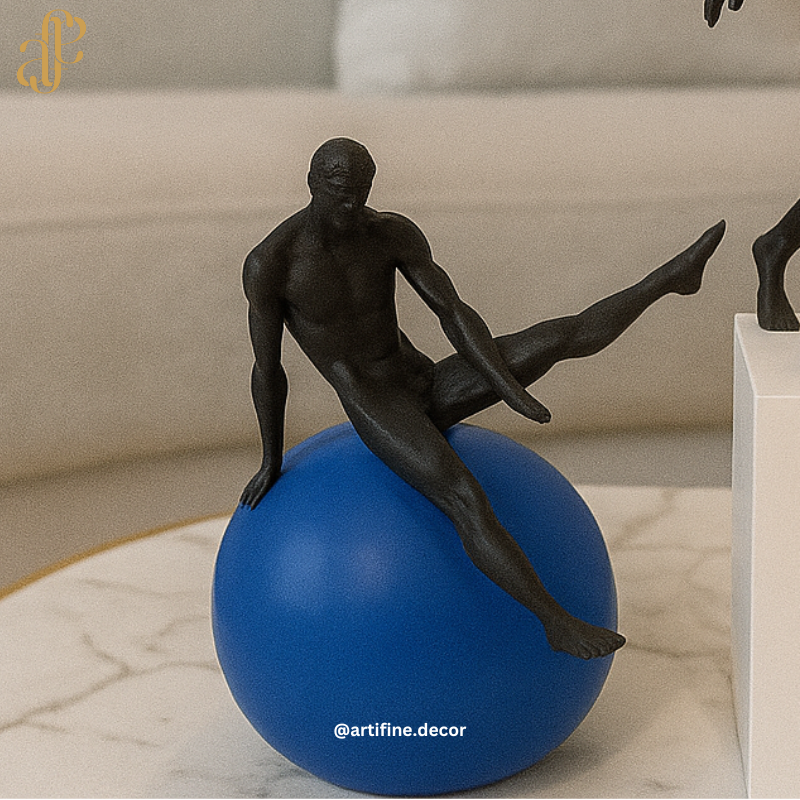 Black Abstract Male Figurines – Motion & Balance Sculptures