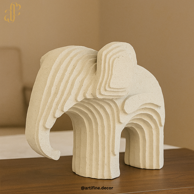 Modern Layered Elephant Sculpture – Set of 2