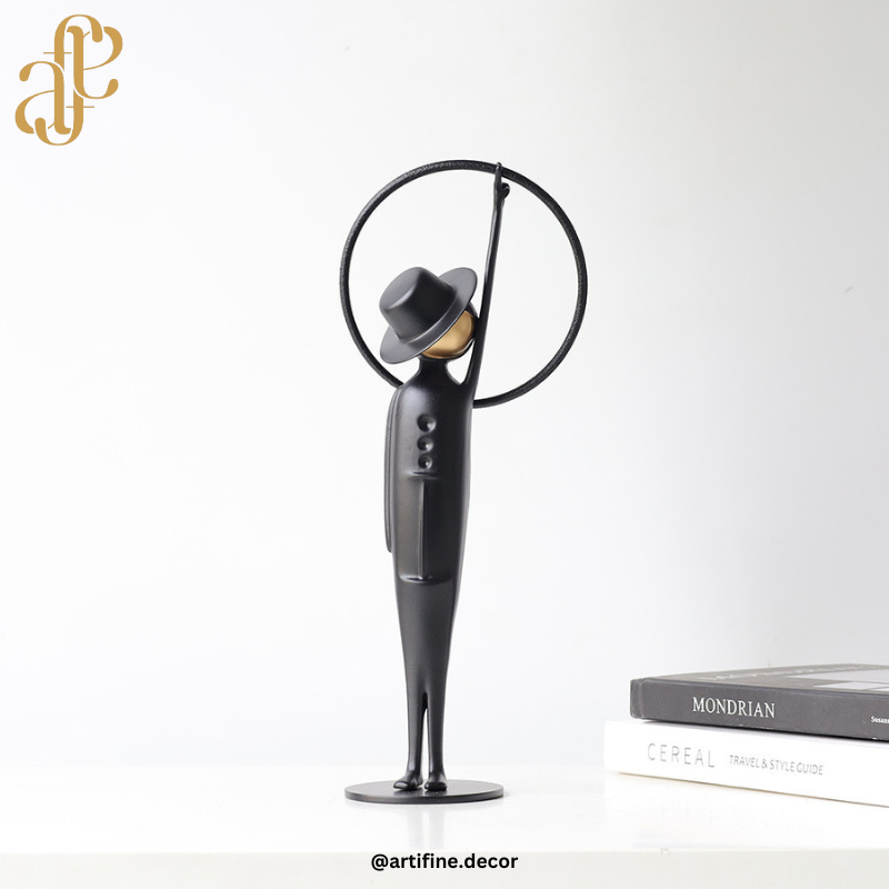 Luxury Black & Gold Metal Sculptures – Artistic Figurine Set