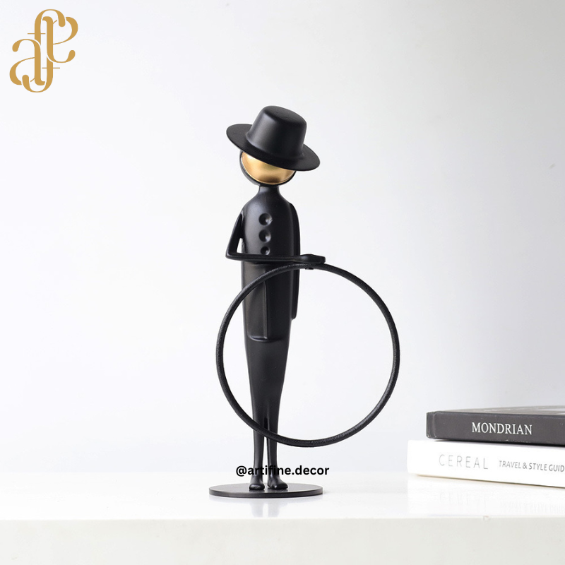 Luxury Black & Gold Metal Sculptures – Artistic Figurine Set