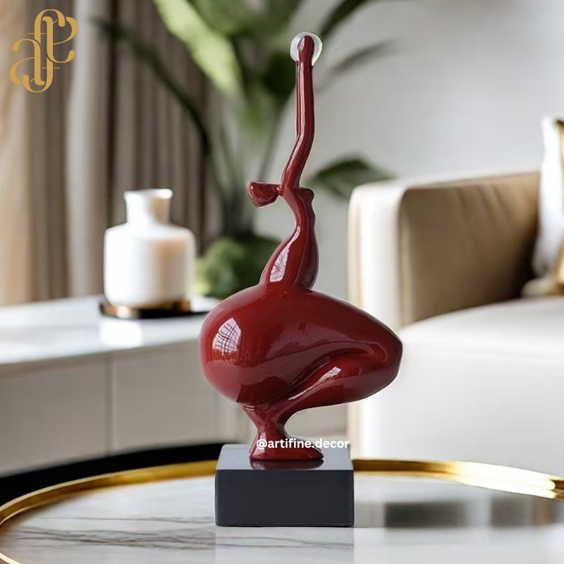 Modern Abstract Sitting Pose Sculpture – Available in Red & Grey