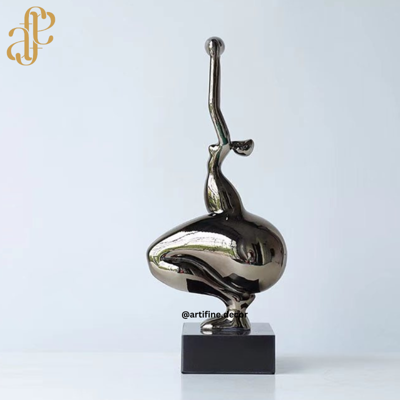 Modern Abstract Sitting Pose Sculpture – Available in Red & Grey