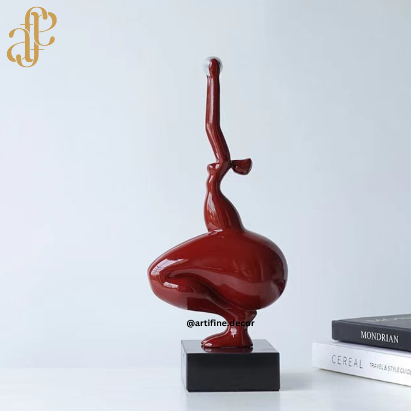 Modern Abstract Sitting Pose Sculpture – Available in Red & Grey