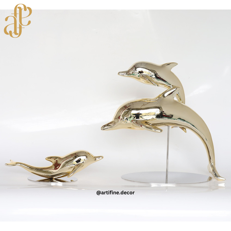 Luxury Dolphin Sculpture – Modern Metallic Decor