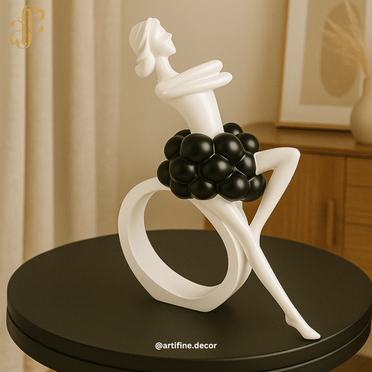 Elegant Bubble Skirt Figurines – Black & White