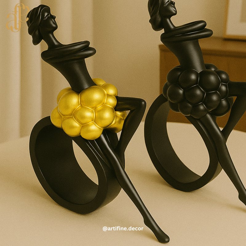 Elegant Bubble Skirt Figurines – Black & White