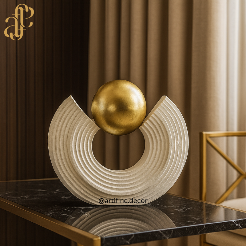 Golden Sphere Sculpture – Modern, Minimal & Luxurious