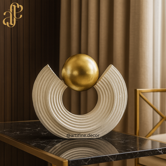 Golden Sphere Sculpture – Modern, Minimal & Luxurious