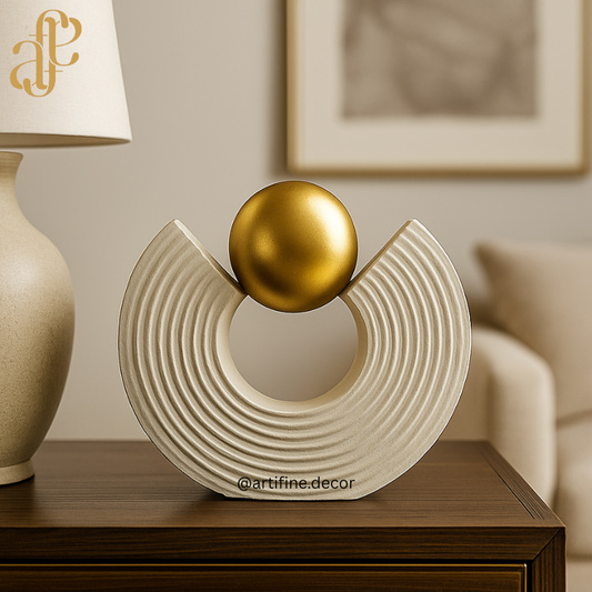 Golden Sphere Sculpture – Modern, Minimal & Luxurious
