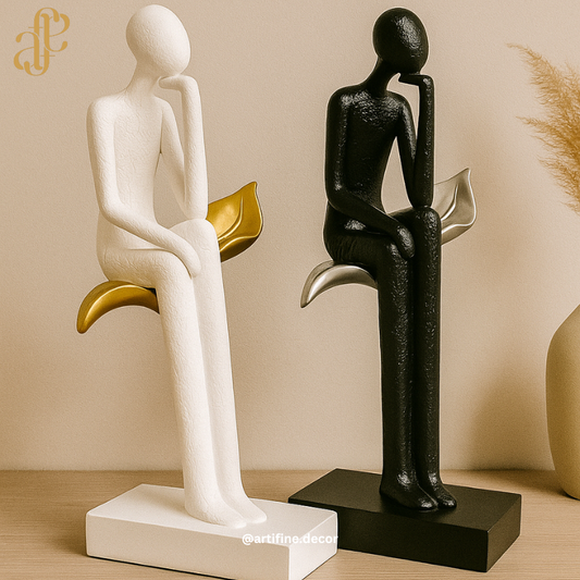 Abstract Thinker Sculpture – Black & White