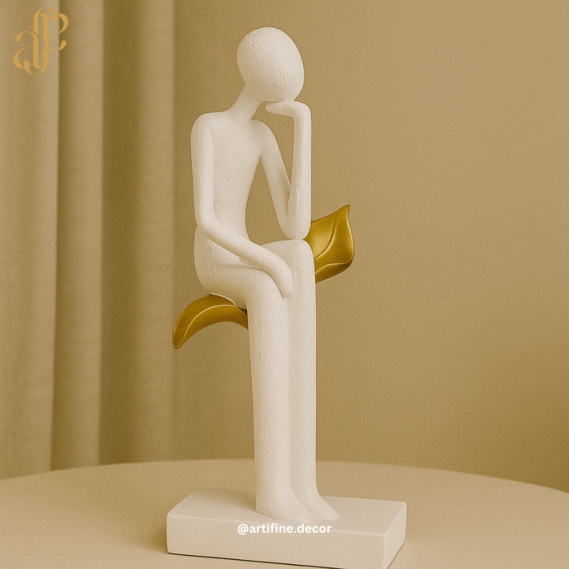 Abstract Thinker Sculpture – Black & White
