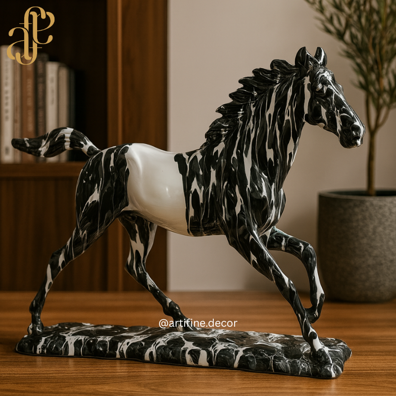 Marble-Effect Horse Sculptures – Bold, Artistic & Luxurious