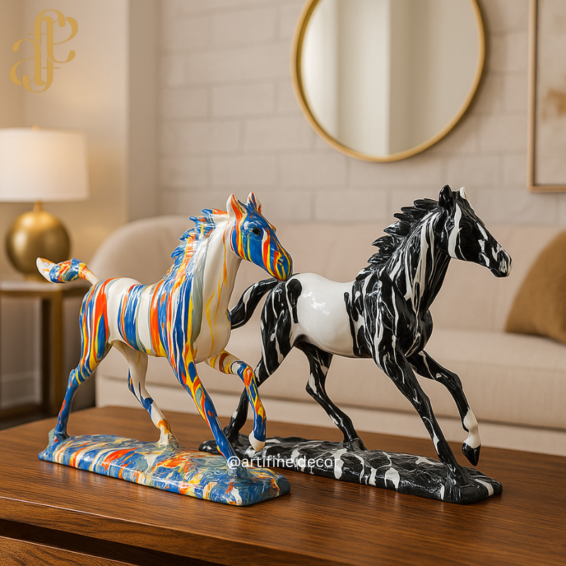 Marble-Effect Horse Sculptures – Bold, Artistic & Luxurious