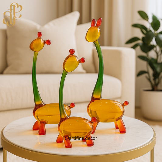Glass-alike Giraffe Decor Set – Artistic, Playful & Modern