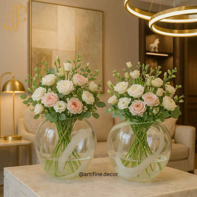 Elegant Glass Swirl Vase Set (S+L)