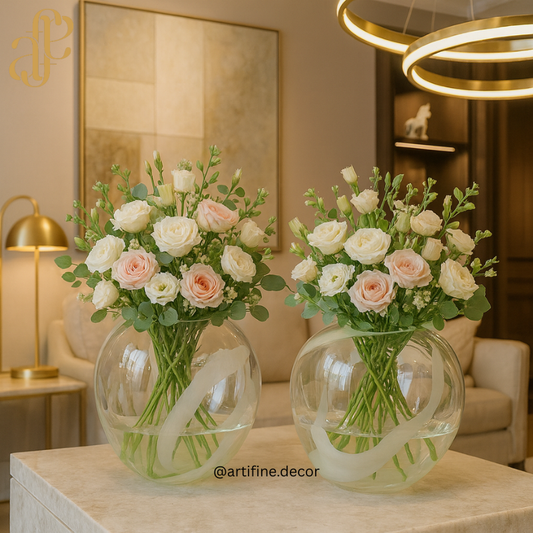 Elegant Glass Swirl Vase Set (S+L)