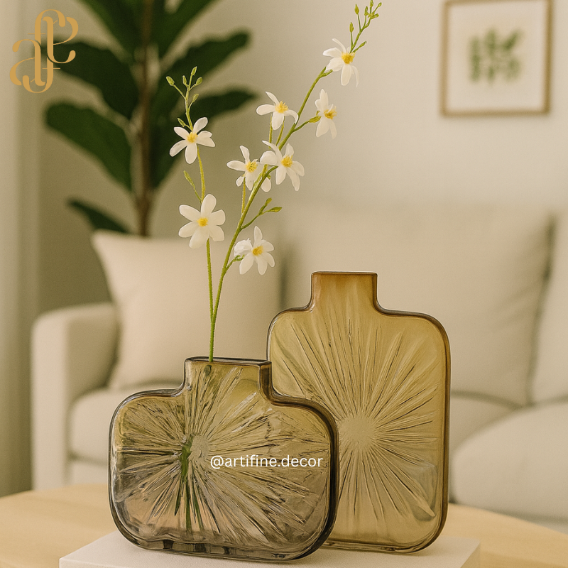 Sunburst Textured Sculptural Vase – Modern Matte Brown Decor