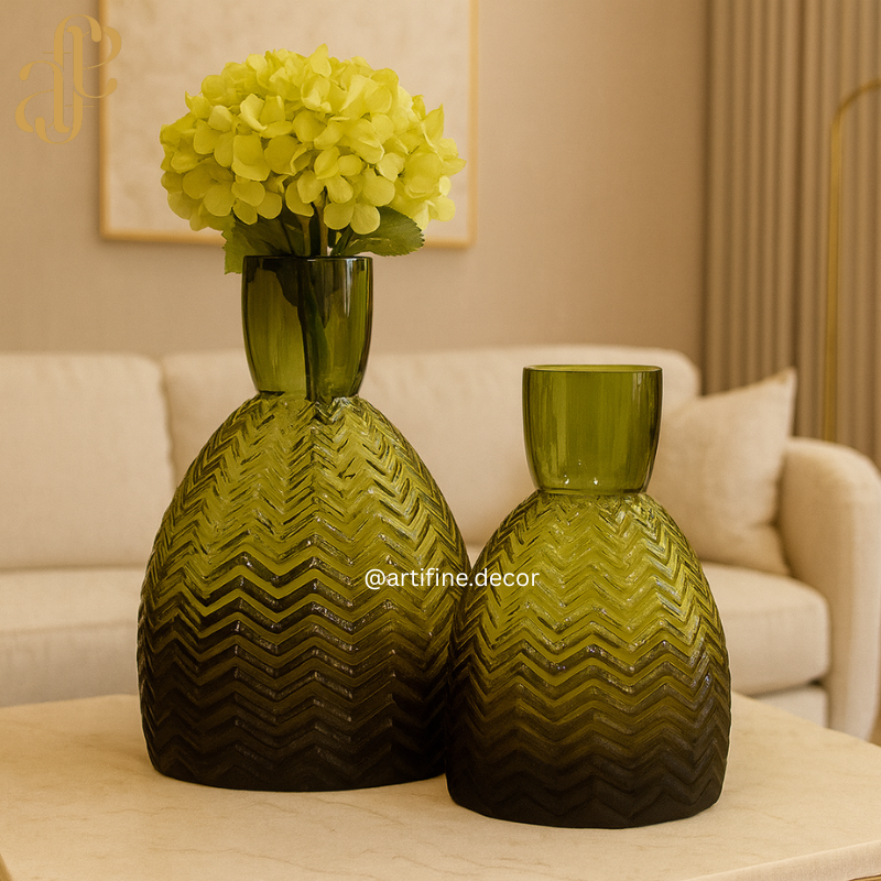 Chevron Art Glass Vase Collection