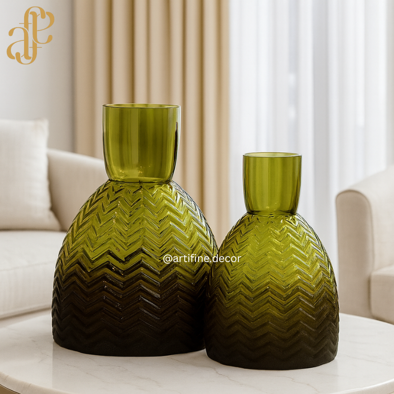 Chevron Art Glass Vase Collection