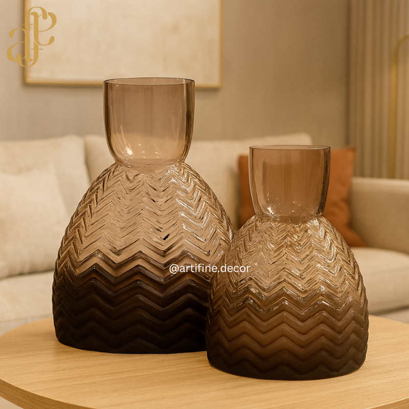 Chevron Art Glass Vase Collection