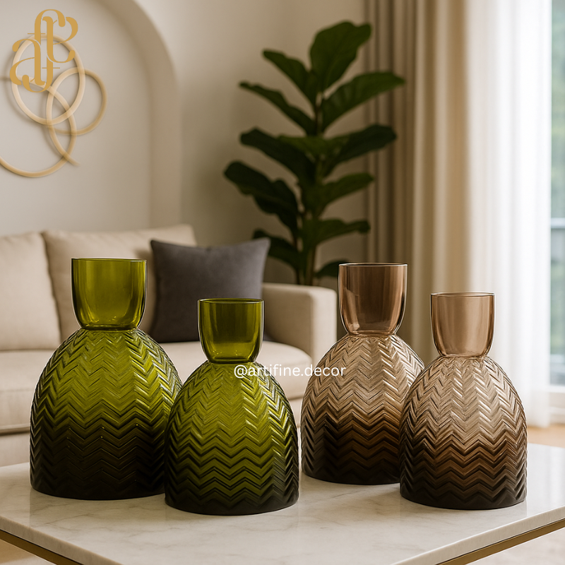 Chevron Art Glass Vase Collection