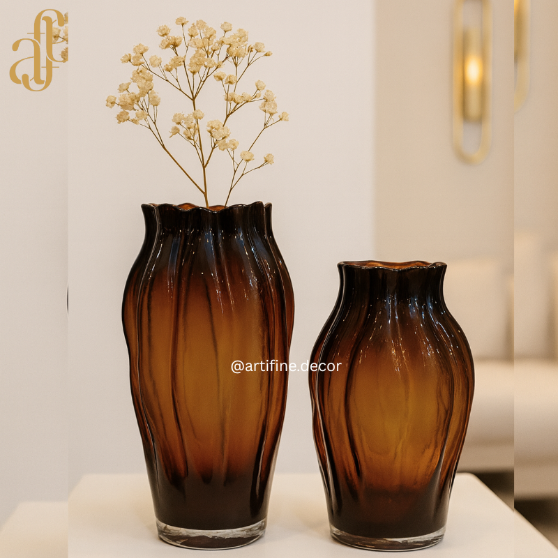 Ripple-Edge Textured Glass Vase Collection — Gray & Hazel