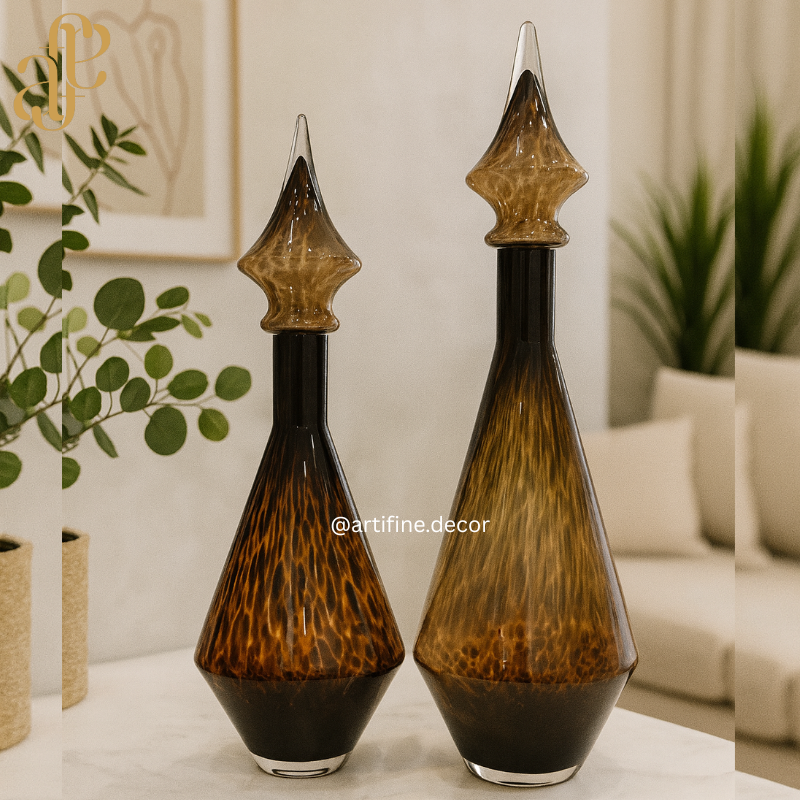 Luxury Leopard Pattern Glass Décor Bottles – With Artistic Stoppers
