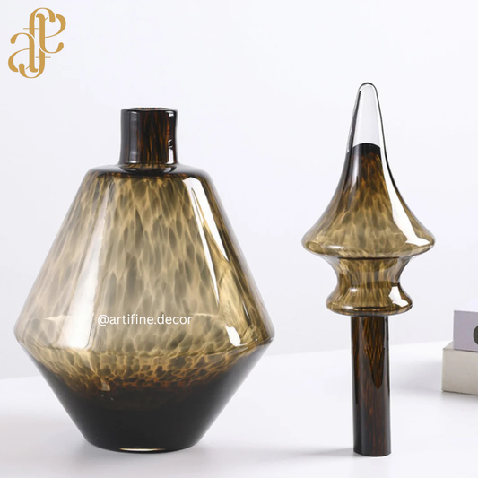 Luxury Leopard Pattern Glass Décor Bottles – With Artistic Stoppers