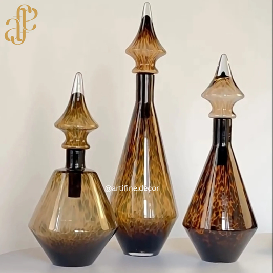 Luxury Leopard Pattern Glass Décor Bottles – With Artistic Stoppers
