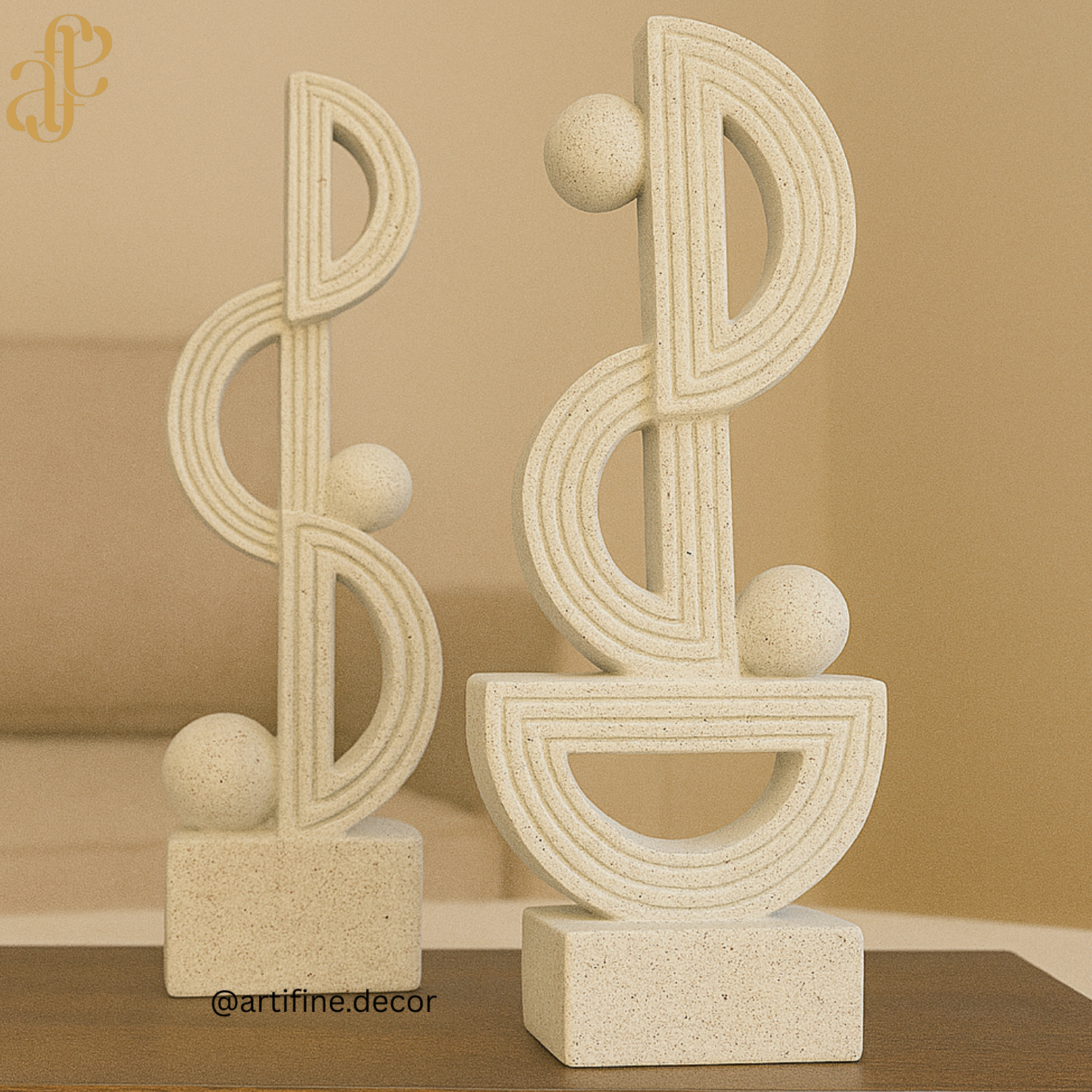 Modern Geometric Sculpture Set – Stone Texture