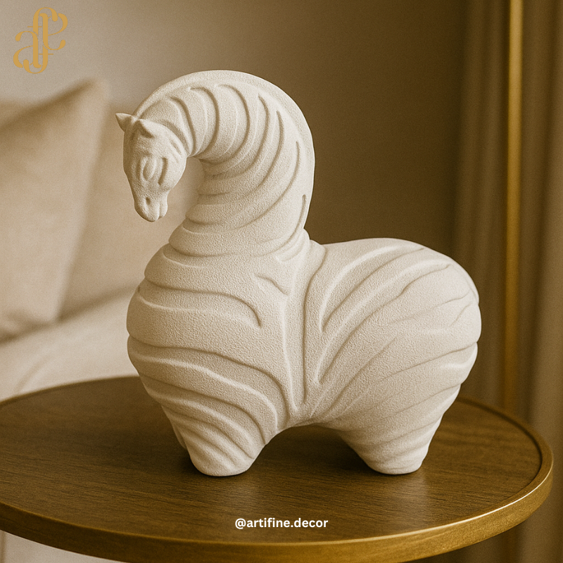White Modern Horse Sculptures – Set of 2