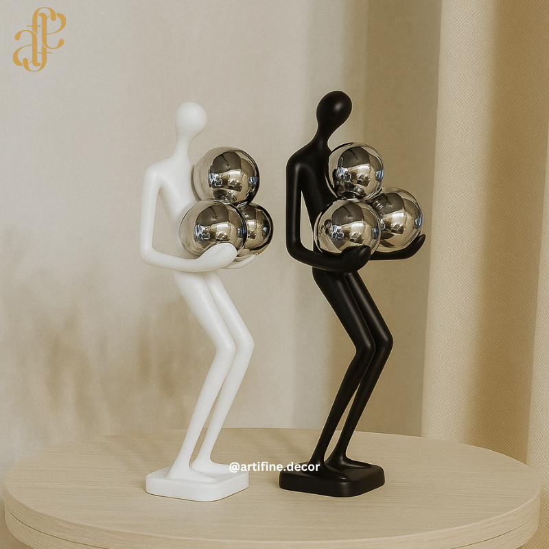 Abstract Silver Sphere Figures – Black & White