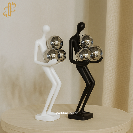 Abstract Silver Sphere Figures – Black & White