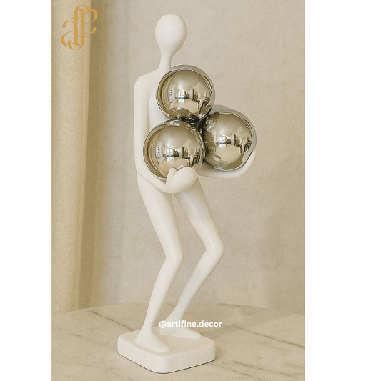 Abstract Silver Sphere Figures – Black & White