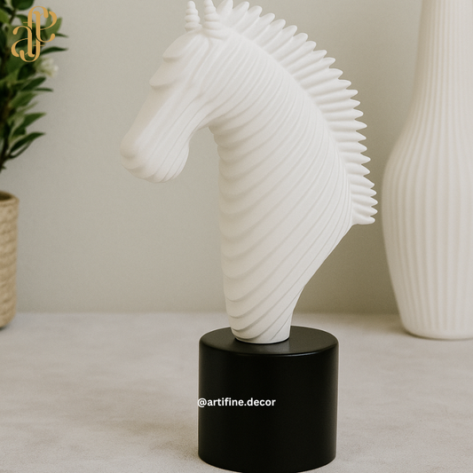 Modern Horse Head Sculpture – Black & White